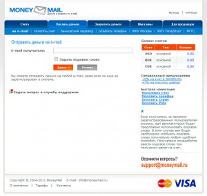 Отправить деньги на e-mail. Интерфейс платежной системы MoneyMail